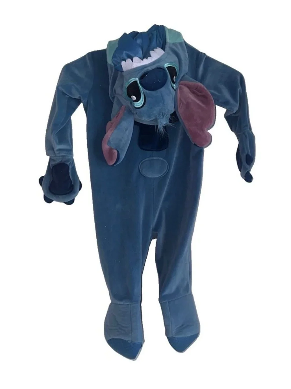 Disney Infant One Piece Stitch Plush Costume Sz 12-18M Hooded Footed Dress Up - Picture 3 of 8